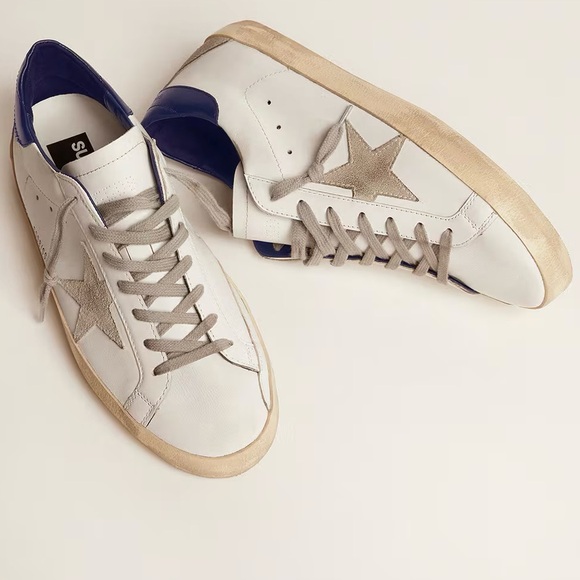 Golden Goose Shoes - Golden Goose Super-Star with suede star and blue heel tab - Size 39 / 9